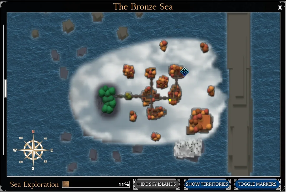 Bronze Sea map showing Cirrus Island